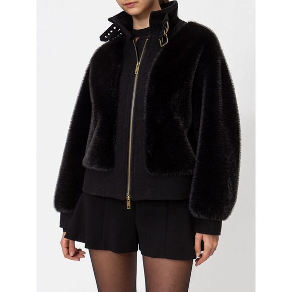 Twinset Handbags - Twinset Women Twinset Turtleneck Short Faux Fur Jacket